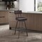 Armen Living Jinab Swivel Counter Stool in Brown Metal with Brown Faux Leather 840254335240 - alternate 6